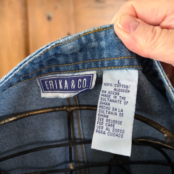 VINTAGE 90s Classic Blue Jean Denim Button Front Short Sleeve Dress - Picture 2 of 6